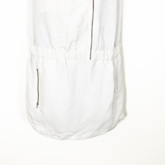 TRACY REESE White Linen Blend Zip Front Mini Dress Size Medium - Picture 3 of 8